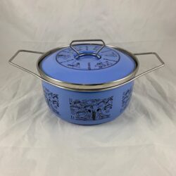 Mid-Century Siltal Egyptian Revival Periwinkle Enameled Steel Dutch Oven